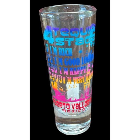 Puerto Vallarta Mexico Shot Glass 4 Stages of Tequila Drinking Tequilero - Picture 1 of 8